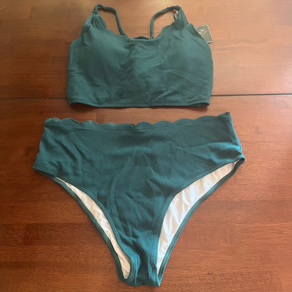 New - Teal High Waisted Bikini Set - Picture 2 of 9